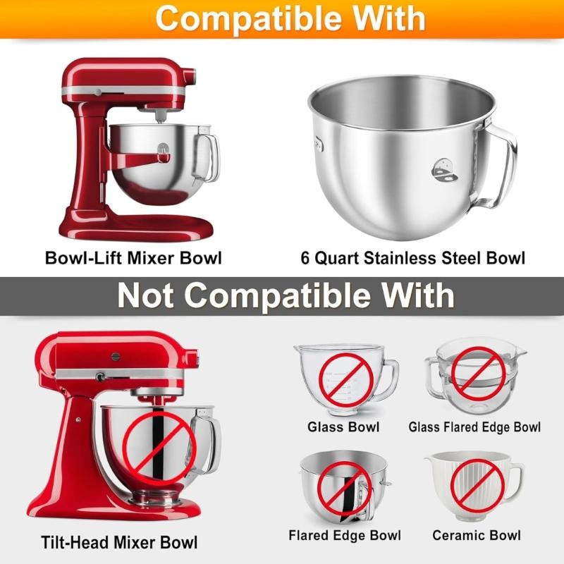 Mixing Bowl Covers Dustproof Design Reduces Ingredient Splatter Keeps Counter Clean During Baking Prep for 6QT 7QT Model
