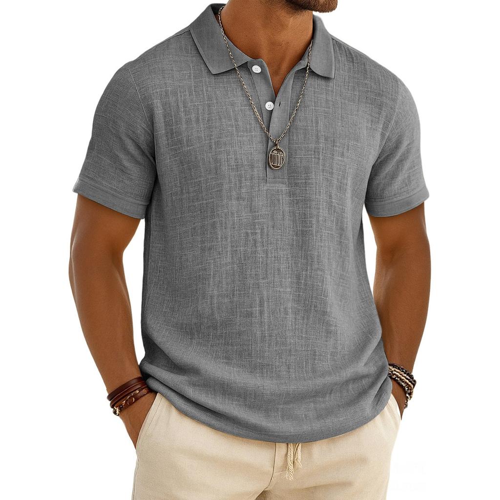 VEZFAA Damenmode, lässig, Sommer, Frühling, einfarbig, kurzärmelig, Polo-Ausschnitt, Blusen und Hemden
