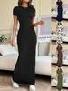 2026 Spring/Summer Women's Solid Color Slim Short-Sleeved Dress