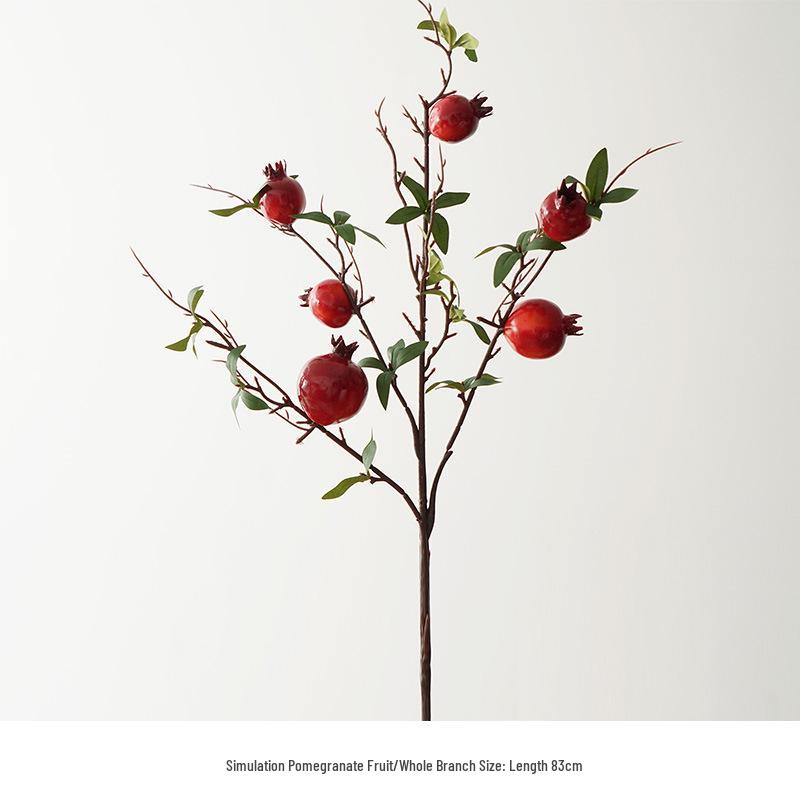 Artificial Flower Arrangement for Home Decor - Persimmon and Pomegranate Branches for Living Room, Dining Table, or Entrance Hall Display