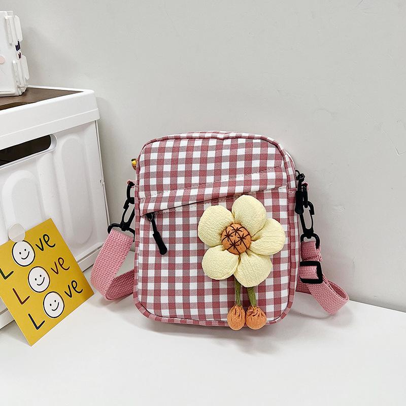 Plaid Small Square Bag, New Women's Bag, Fashionable and Sweet Shoulder Messenger Bag.