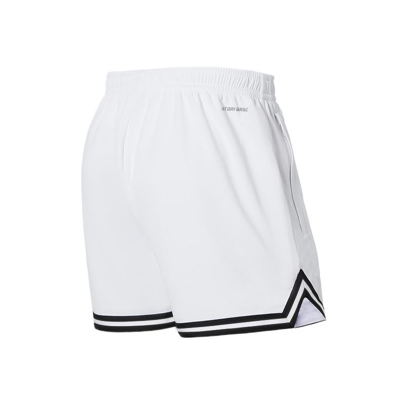 Li Ning Professional Basketball Series Striped Mid-Waist Comfortable Versatile Breathable Straight-Leg Casual Shorts Men Shorts White AKSU941-2