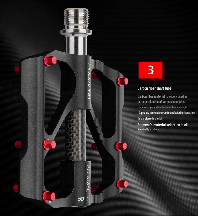 PROMEND 86T Mountain Bike Pedals - Titanium Axle, Carbon Tube, 3 Bearings, Road Cycling Pedals