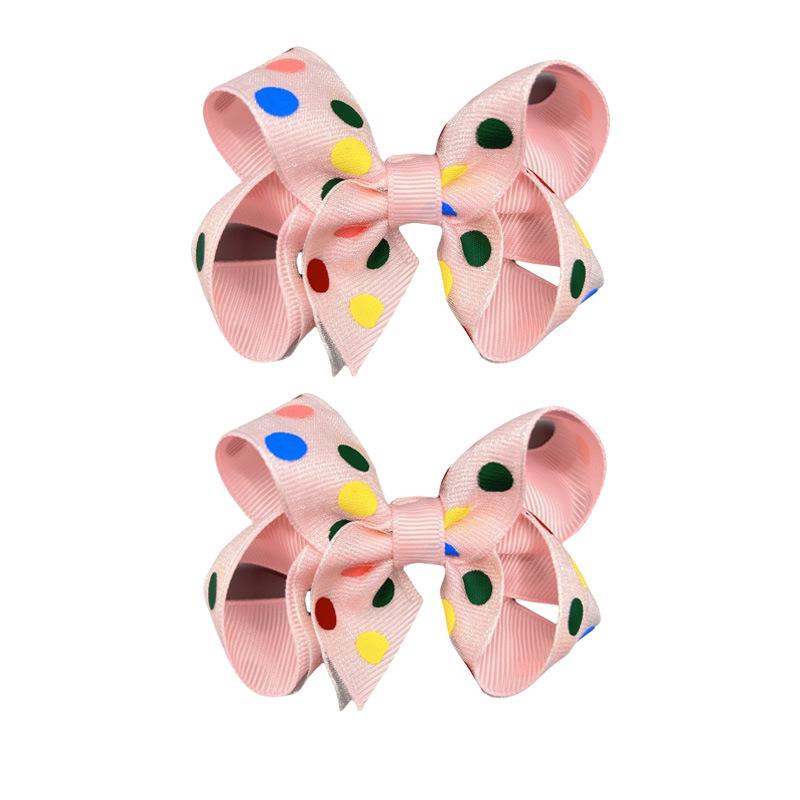 3-Inch Polka Dot Ribbon Bow Hair Clip Hairpin Accessory светло-розовый