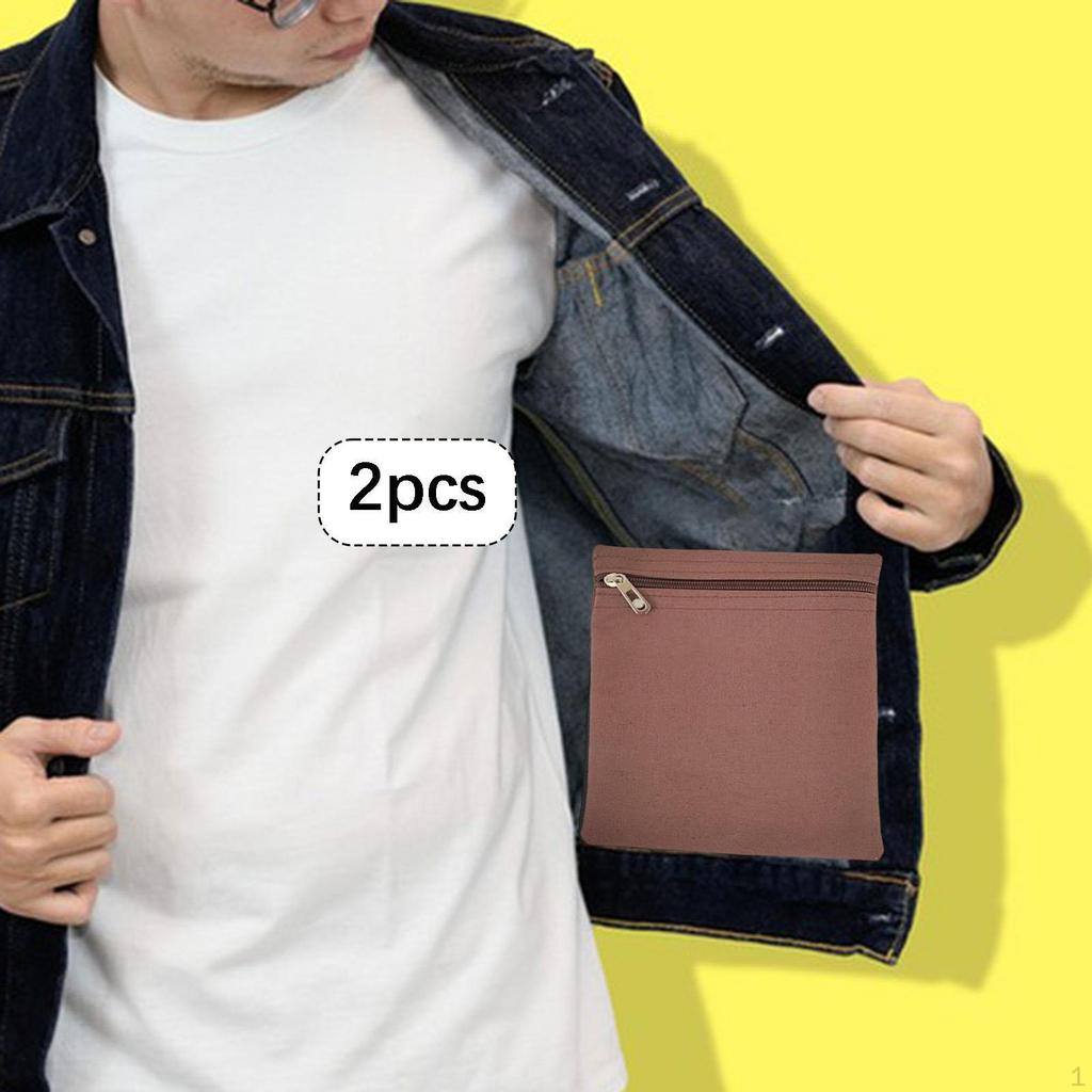 2 Pieces Sew in Pocket with Zipper Clothes Inner Pockets Mobile Storage Pouch Travel Security
