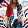 Damen locker geschnittener offener Cardigan mit USA-Unabhängigkeitstag-Print Lässiges Kimono-Stil Hemd Top für die 250-Jahres-Feier