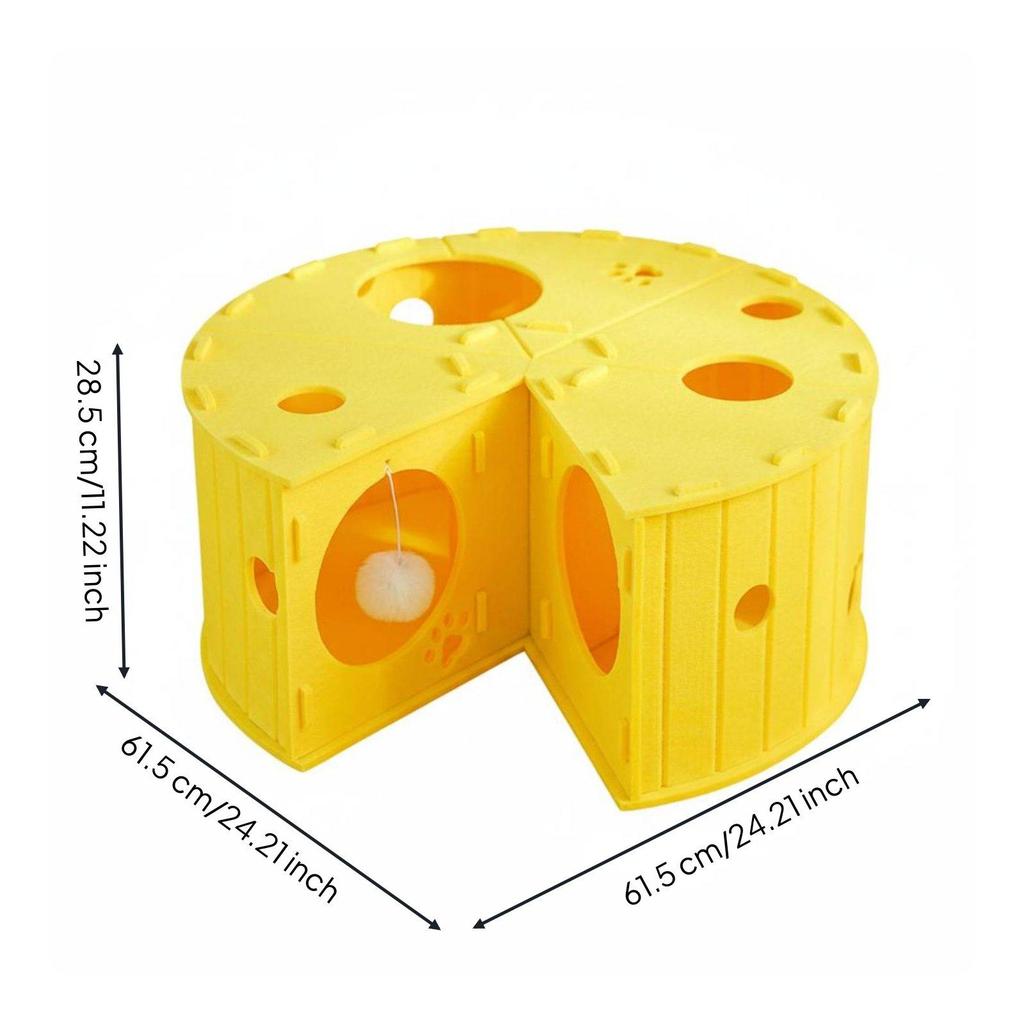 Cheese Feline Tunnel Multi-Hole Design Felt Cave Easy To Clean