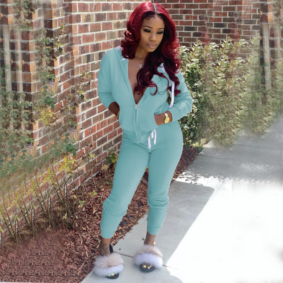 2024 Autumn Hot-Selling Women's Solid Color Hoodie Sweatshirt Sportswear Two-Piece Set