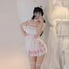 SHLYMP Cosplay Erotic Bunny Girl Bunny Sexy Cosplay Extremely Erotic Lingerie Underwear Costume Rabbit Ears Open Chest Dairy Cow Cow Pattern Animal