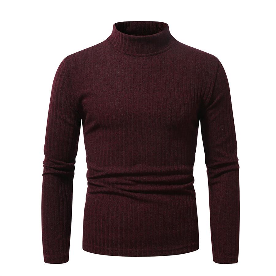 Men's thickened pit strip semi-turtleneck long-sleeved T-shirt autumn and winter men's warm bottoming shirt