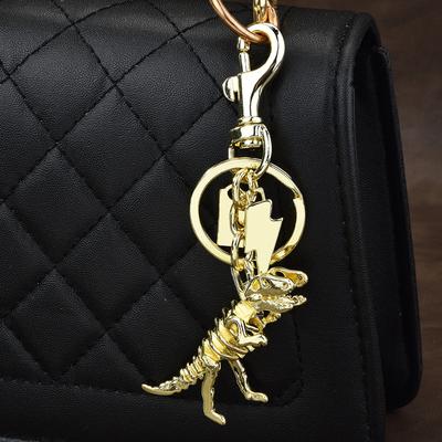 Colorful Dinosaur Skeleton Pendant Keychain Unique Metal Key Chain Bag Decoration for Trendy Individuals and Students