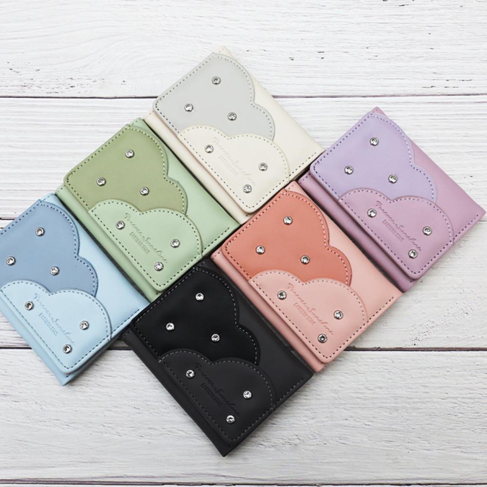 Card Holder PU Trifold Wallet PU Leather Women's Short Purse Cute Ultra-thin Coin Purse  Outdoor