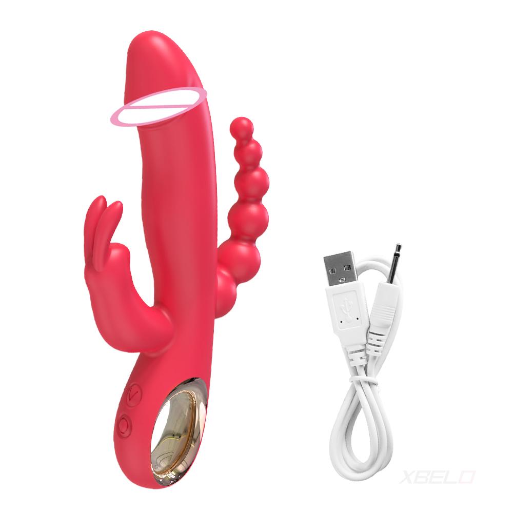 Rabbit Thrusting Vibrator for Woman 3 in 1 G Spot Clitoris Stimulator Vagina Massager Female Masturbator Backyard Anal Sex Toy