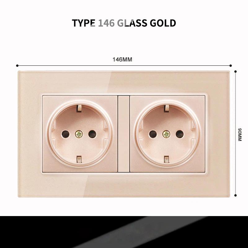 Type 86 European Standard Wall Power Socket Panel European Style, EU Standard, German Style 16A German Standard Round Hole Panel Socket