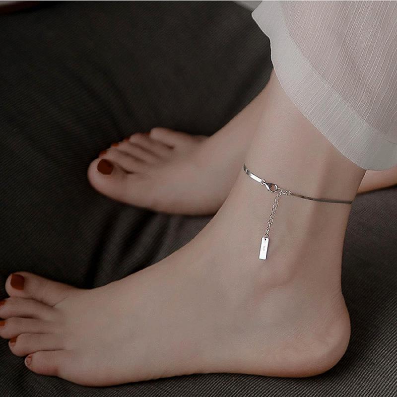 Versatile S925 Sterling Silver Anklet for Girls - Simple, Stylish Foot Chain for Summer and Autumn