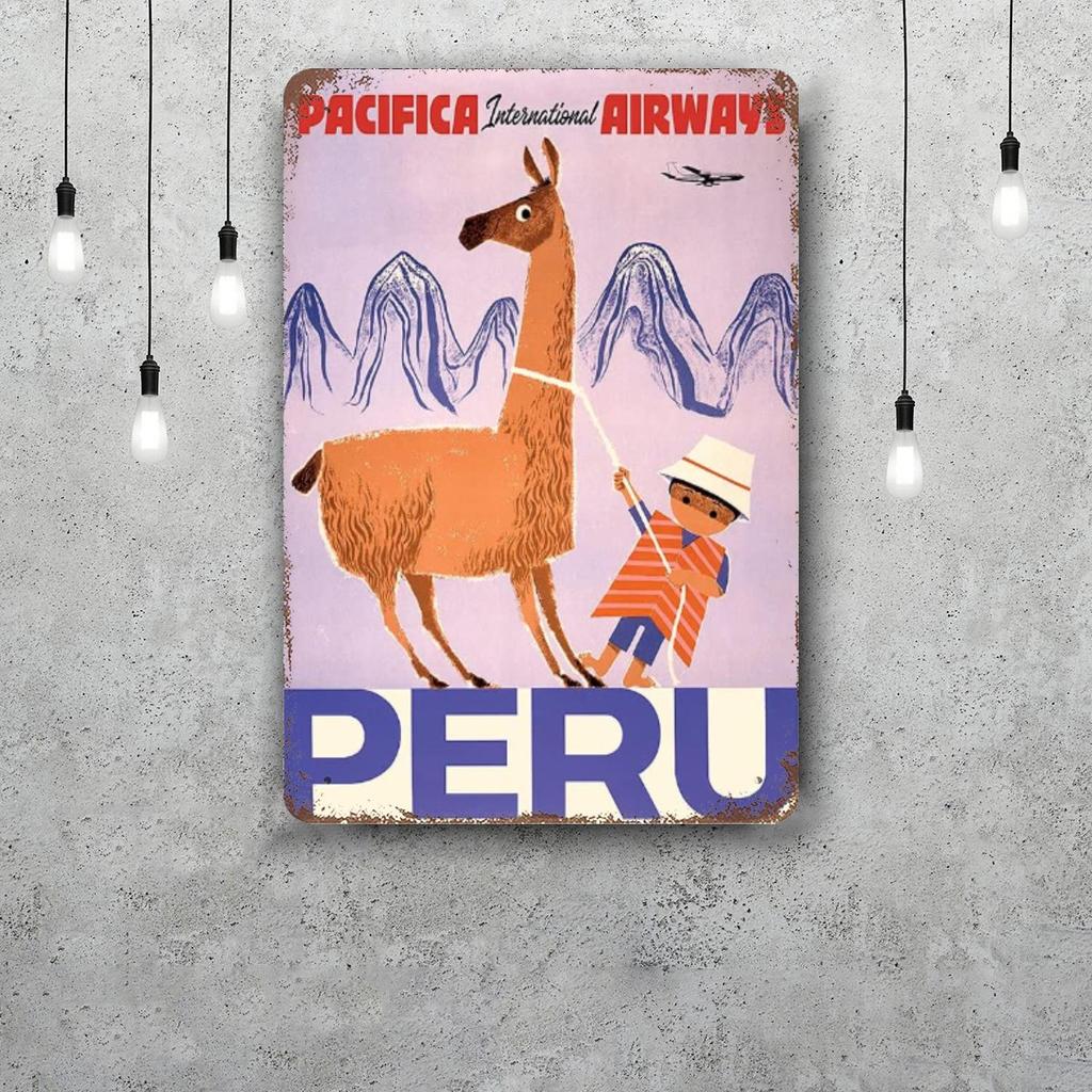 Llama Animal Retro Vintage Tin Sign Poster Decorative Plaque Metal Plate Wall Decor