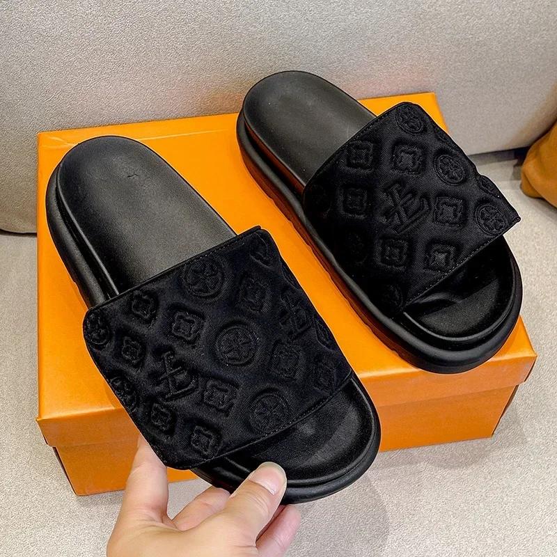 Fashion Ladies Magic Sticker Flat Slippers 2025 Summer New Designer Luxury Sandals for Women Elegant Home Flat Slippers Zapatos De Mujer