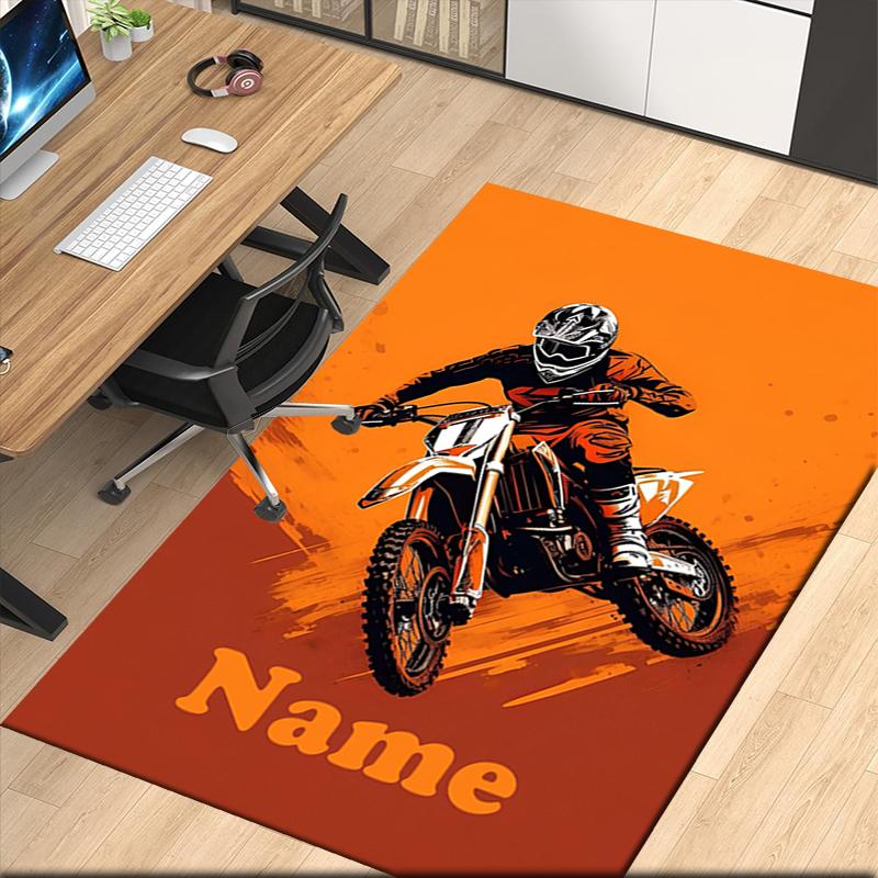Tappeto Stampato Moto da Fuoristrada con Nome Personalizzato, per Sedia da Ufficio Soggiorno Camera da Letto Cucina Decorazioni Regali.