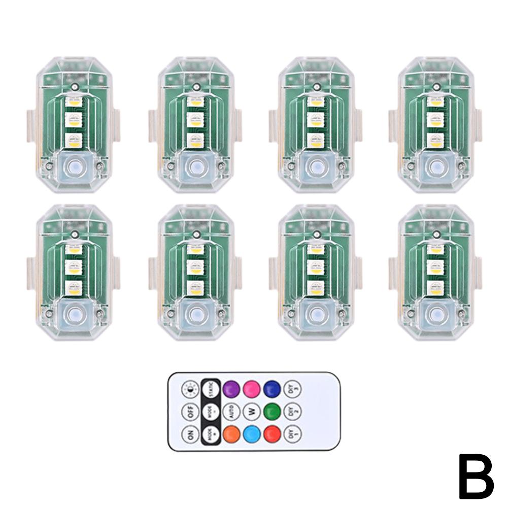 8 Colors Vehicle Decorative Lights Motorcycle/Car LED Light Remote Ver Lights Car Control DIY Modification Atmosphere Decor G9K3