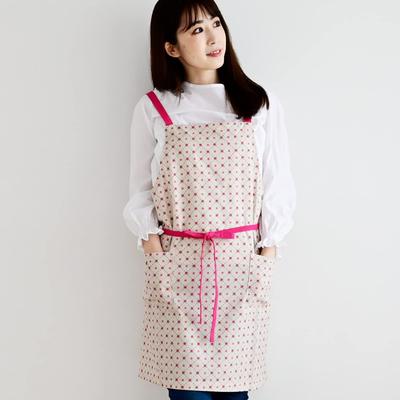 Rep (Rep) Women's Apron Scandinavian with 2 Pockets Floral Pattern Stylish Length 73cm (Abitual Polka) Beige BE 540701-MAIL Present
