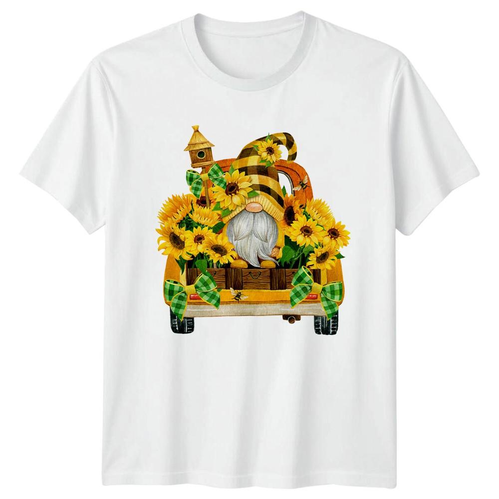 Sunflower Truck Gnome TShirt Floral Nature Tee For Unisex Unisex S
