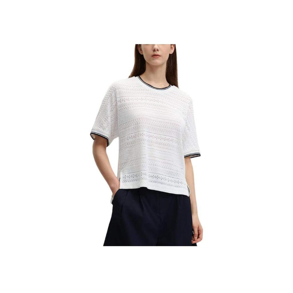 FILA Emerald Soft Comfortable Loose Two-Piece Short Sleeve Knit Set Women tops Cloud-White F11W434106F-WT