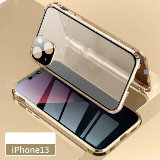 Metal Anti Spy Privacy Glass Case For iPhone 13 Pro Max 12 Pro 11 Buckle Cover