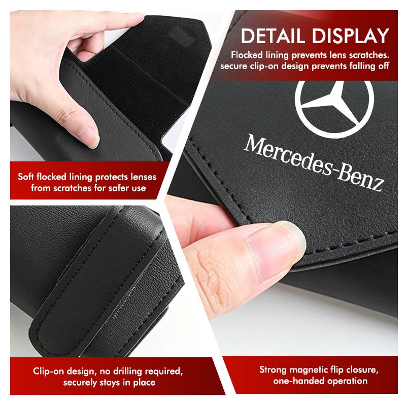 BENZ Car Glasses Holder Sun Visor Leather Sunglasses Case Eyeglasses Hanger For Mercedes Benz AMG A C E S G Class W201 W210 W108 W204 DV1