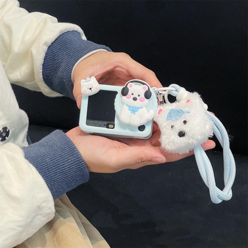

Cute Headset Dog Protective Case for DJI Action 3/4 with Short Lanyard DJI Action 3