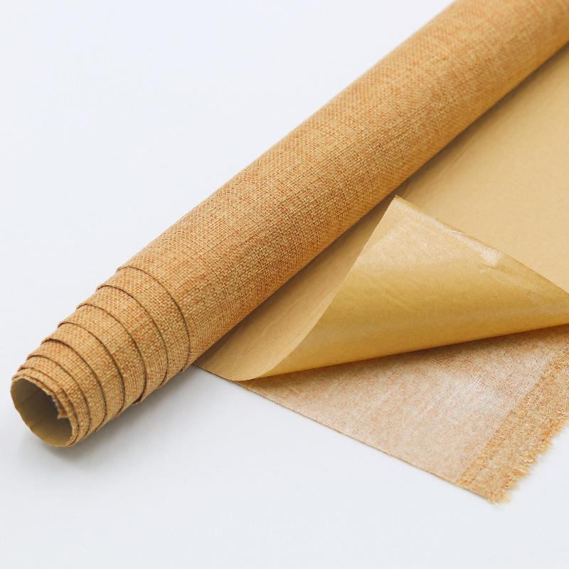 Self-Adhesive Linen Fabric Wallpaper Removable Hemp Cloth for Decor DIY Vintage Bookcloth Backdrop Sticky Burlap for Crafts & Photo Booth