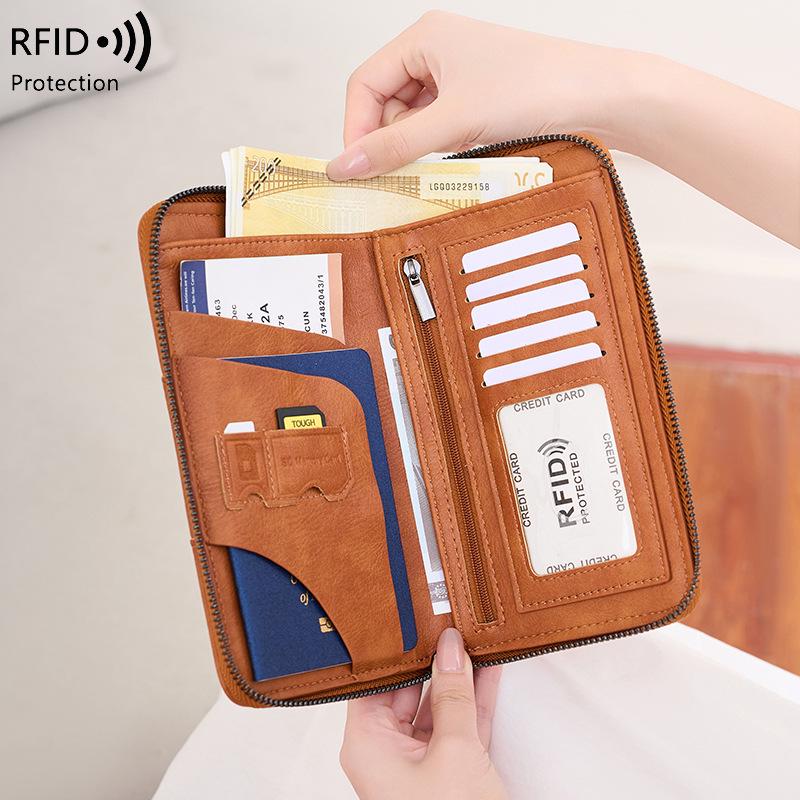 RFID Anti-Magnetic Zipper Passport Wallet: Multi-Function ID & Ticket Holder