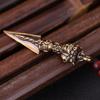 Brass Three-Sided Phurba Vajra Pendant: Tibetan Buddhist Ritual Necklace Ornament