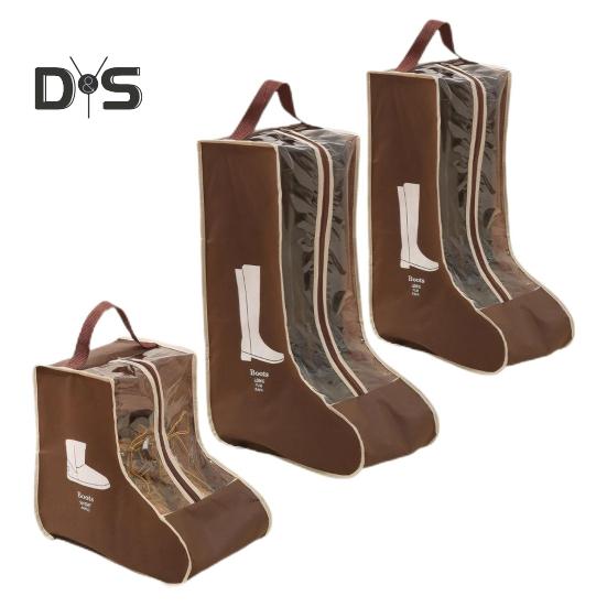 

3 шт. сумки для хранения обуви, застежка-молния, складная конструкция, пыле-влагонепроницаемый прозрачный органайзер для обуви с ручкой коричневый