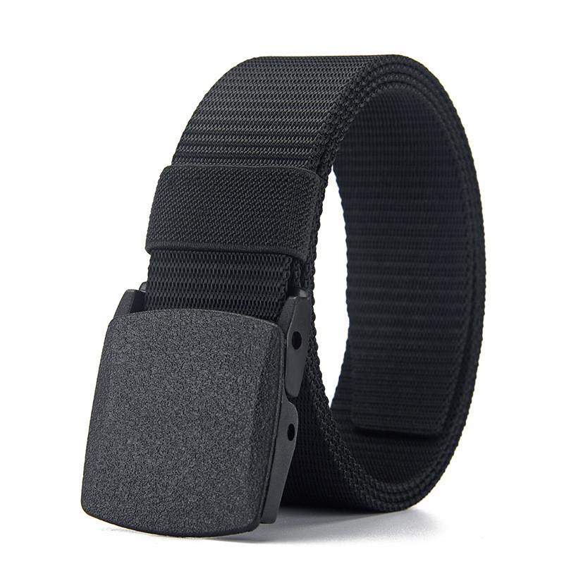 Solid Simple Color Plastic Buckle Mens Nylon Woven Waist Belt For Daily Use
