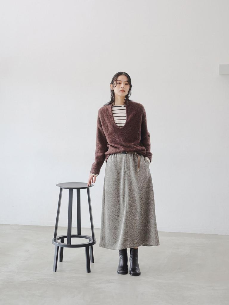 LIFE STORE by GRAMICCI Custom Knit Flare Skirt OATMEAL S BMING BEAMS (Sizes S-M), Women's