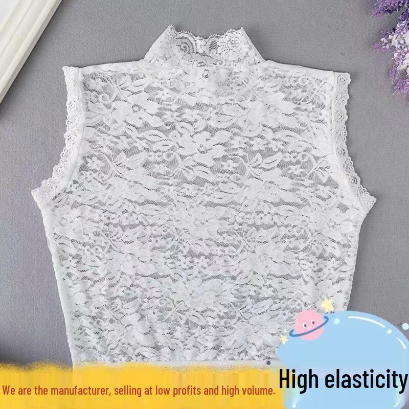 Women's Versatile Lace Pullover Collar: High-Elasticity, Plus Size, Decorative Layer for Autumn/Winter