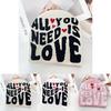 Simple Color Blocked Letter Heart Pattern Women Casual Warm Knitted Hat For Autumn Casual Wear