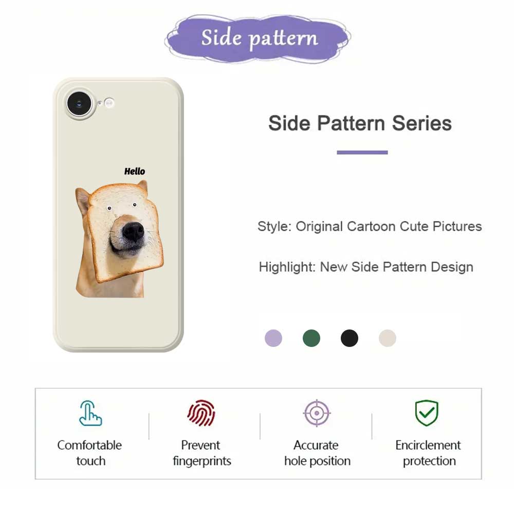 For iPhone 16e Case Toast Dog Pattern Printing Straight Edge TPU Phone Back Cover