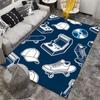 Vintage Game Console Carpet with Skateboard, Hat, and Sneaker Design Suitable for Use As an Anti-slip for Living Room Bedroom Sofas