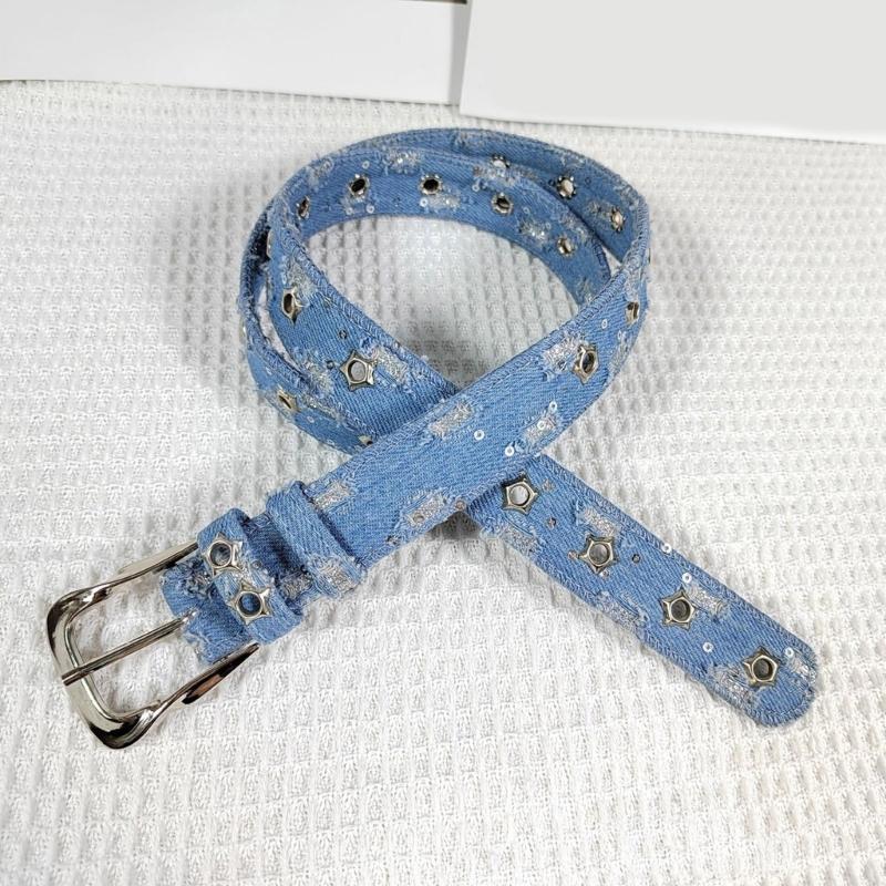 Punk Rock Belt Waistband with Star Accent & Metal Studs Decor, Female Students Waist Accessory for Jeans Pants