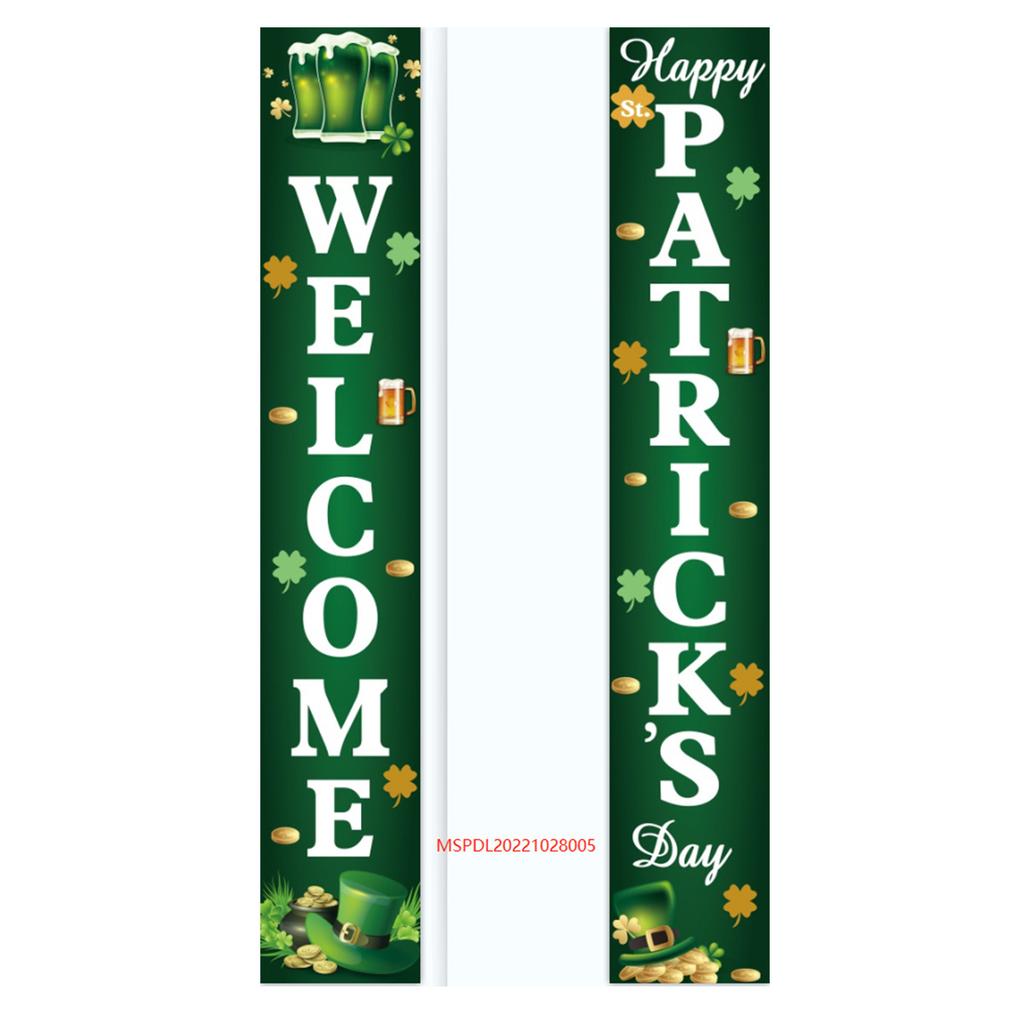 St. Patrick'S Day Family Party Door Frame Decoration Couplet Polyester Cloth Flag Poster Customization
