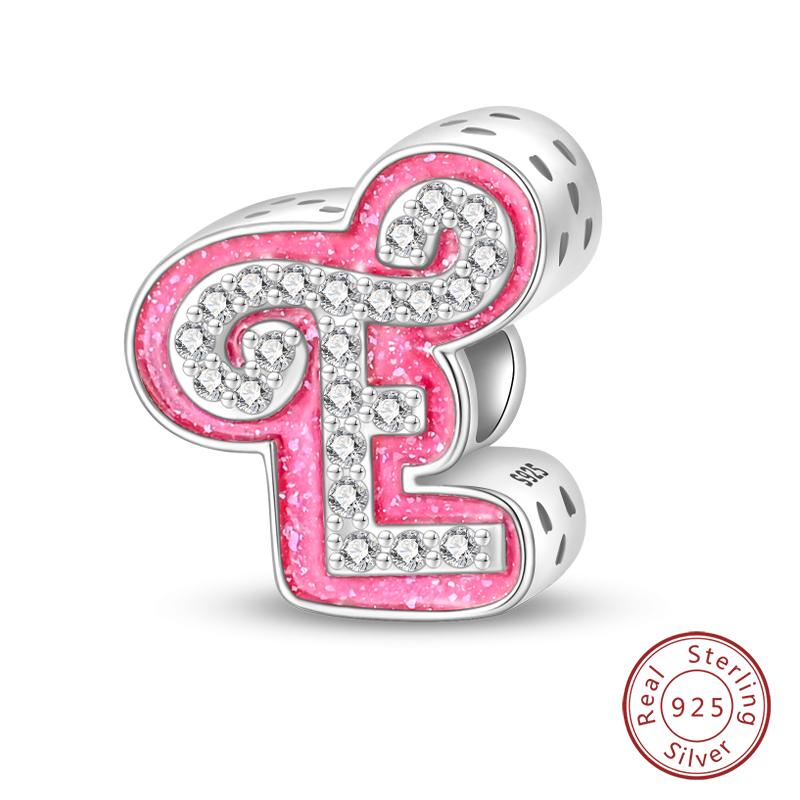Copper Princess Pink 26 Letters Charm Bead Charms Bead Charms 3mm Do It Yourself Birthday Fine Jewellery Making