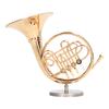 Brass Miniature French Horn Mini French Horn Model Musical Instrument Replica Dollhouse Home