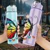 1PC Colorful Butterfly Inspirational Quote 750ml Color Plastic Sports Water Bottle Leakproof Flip Straw Lid Suitable for Sports Office Home Use