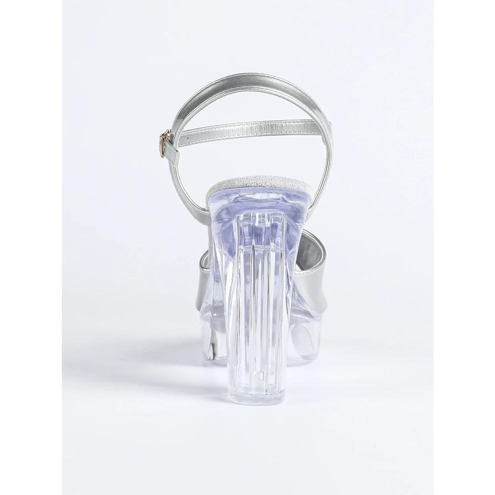 Women's 12cm Clear Heel Slide Sandals - Chunky Platform Sexy Shoes for Stage Runway & Outdoor LFD-19866-12
