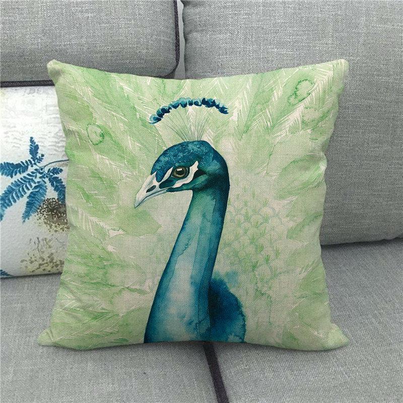 Beautiful Peacock Animal Head Face Digital Printing Short Plush Pillow Covers For Car Sofa Office Cushion Cover Home Goods