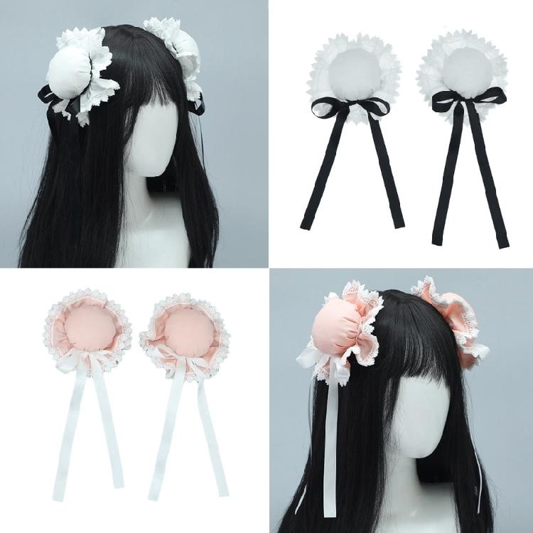 Women Buns Dancer Hair Clip Round Bun Hairstyle Laciness Ribbon Girl Headwear