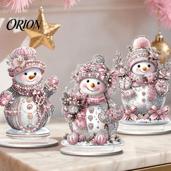 Durable Acrylic Christmas Ornaments Winter Ornaments, Double-sided Snowman/Santa Claus/Reindeer/Cottage Table Holiday Snowman Tabletop Figurines