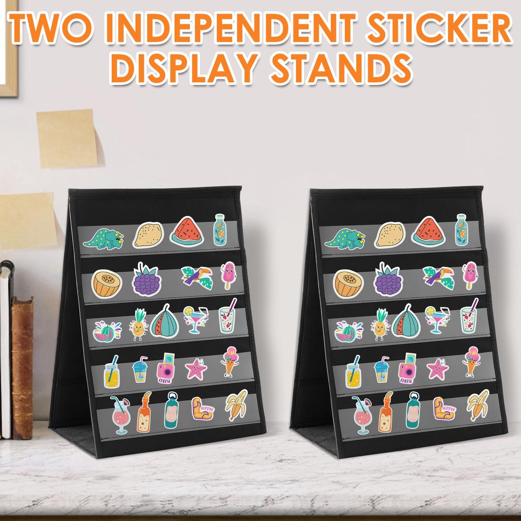 2 Pcs Portable Sticker Display Stand 5 Layer Desktop Sticker Display Organizer Rack Double Sided Storage Holder for Collectors