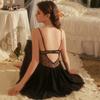 Women's Lace Cutout Underwire Push Up Padded Backless Sleep Dress with Robe Lounge Set